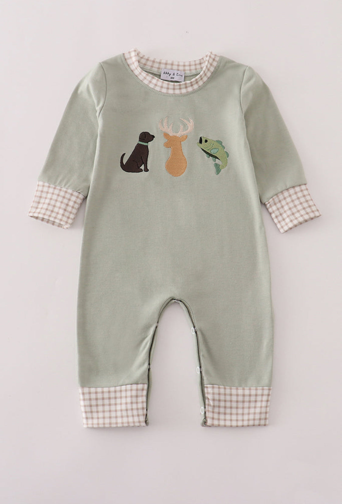 Blue Dog Deer Embroidery Boy’s Romper