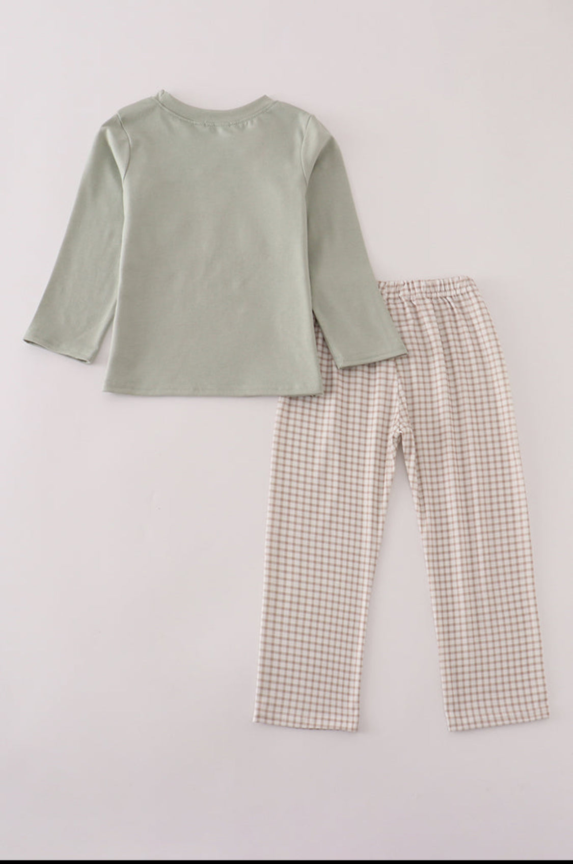 Blue Dog Deer Embroidery Boy Pants Set