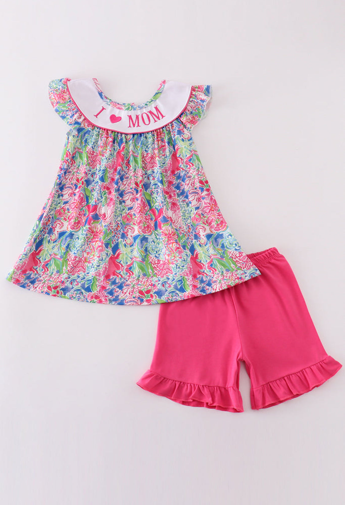 Garden Bloom I Love Mom Embroidery Girl’s Set
