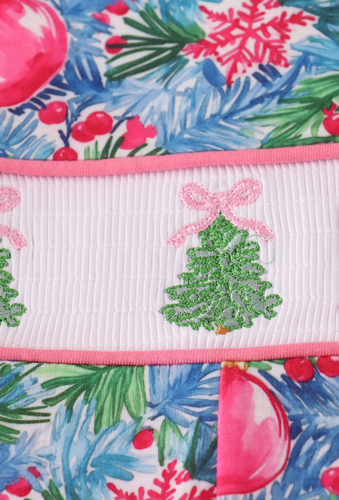 Blue Christmas Tree Smocked Ruffle Girl’s Jumpsuit