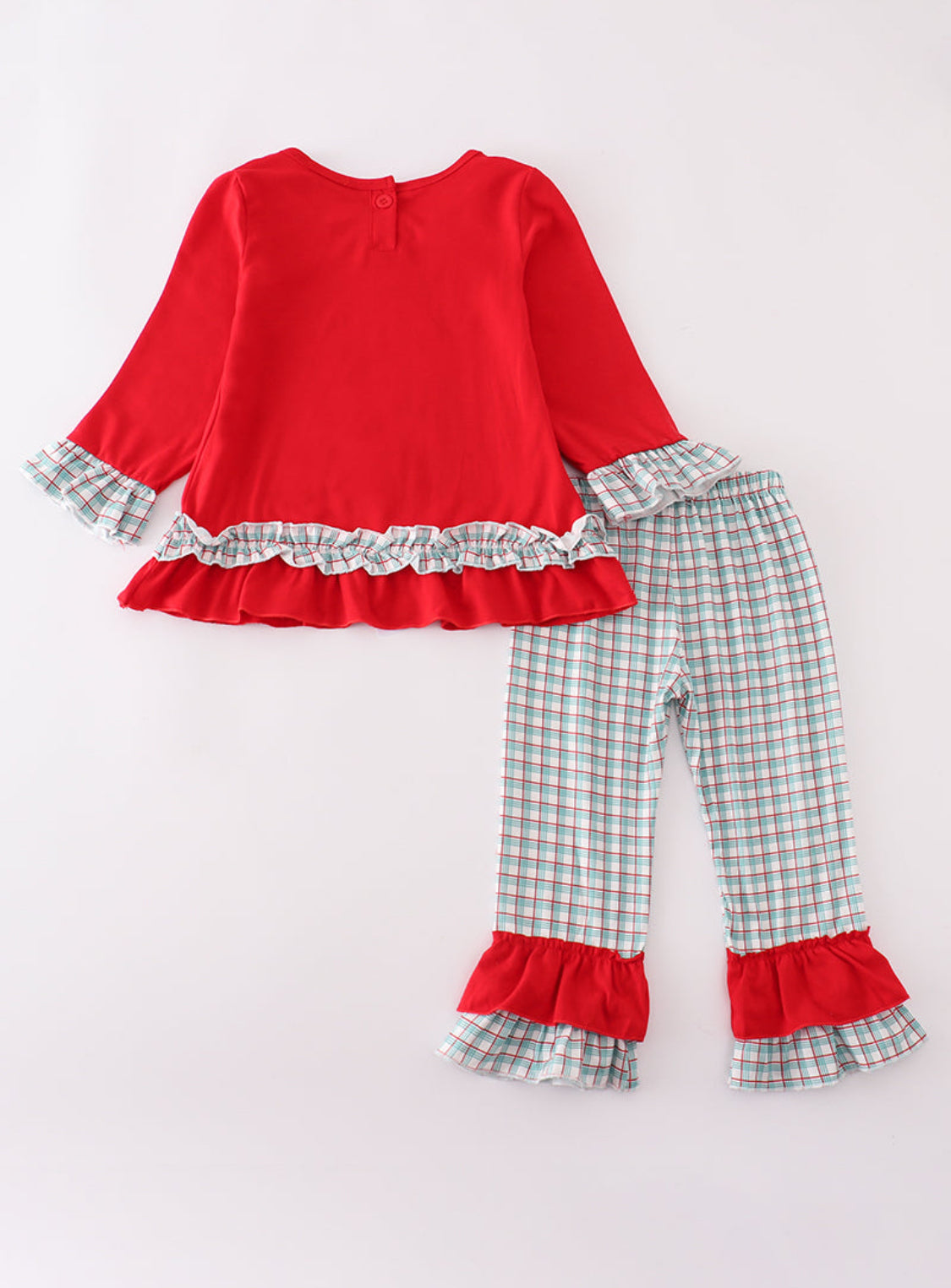 Red Gingerbread Appliqué Ruffle Girl’s Pants Set