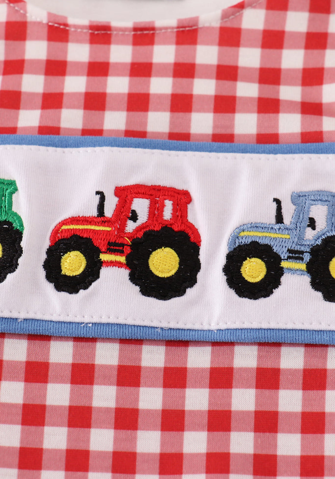 Red Tractor Embroidery Gingham Boy’s JonJon