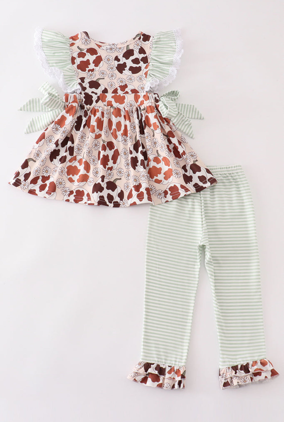 Pumpkin Daisy Leopard Girl’s Pants Set