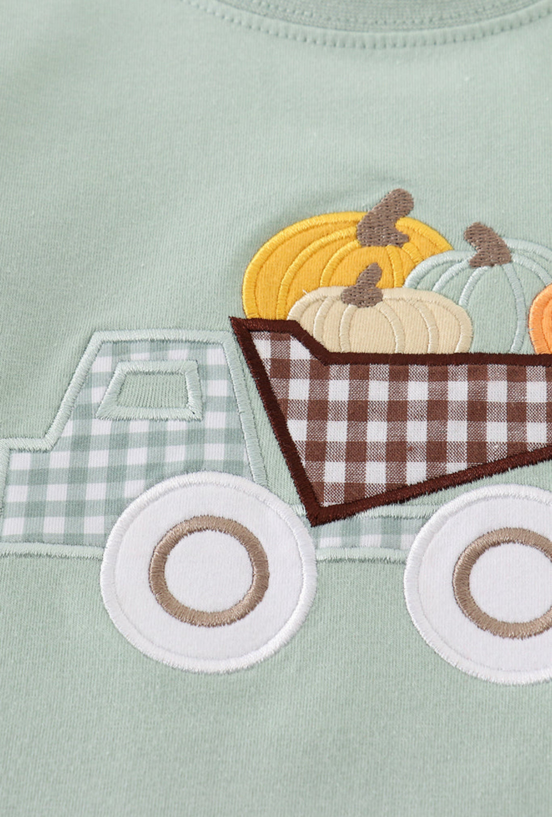 Sage Truck Pumpkin Embroidery Boy Bubble