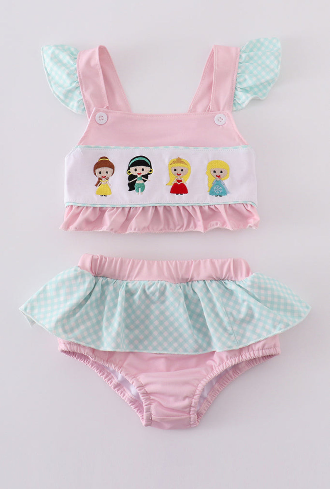 Pink Princess Embroidery 2pc Girl’s Swimsuit