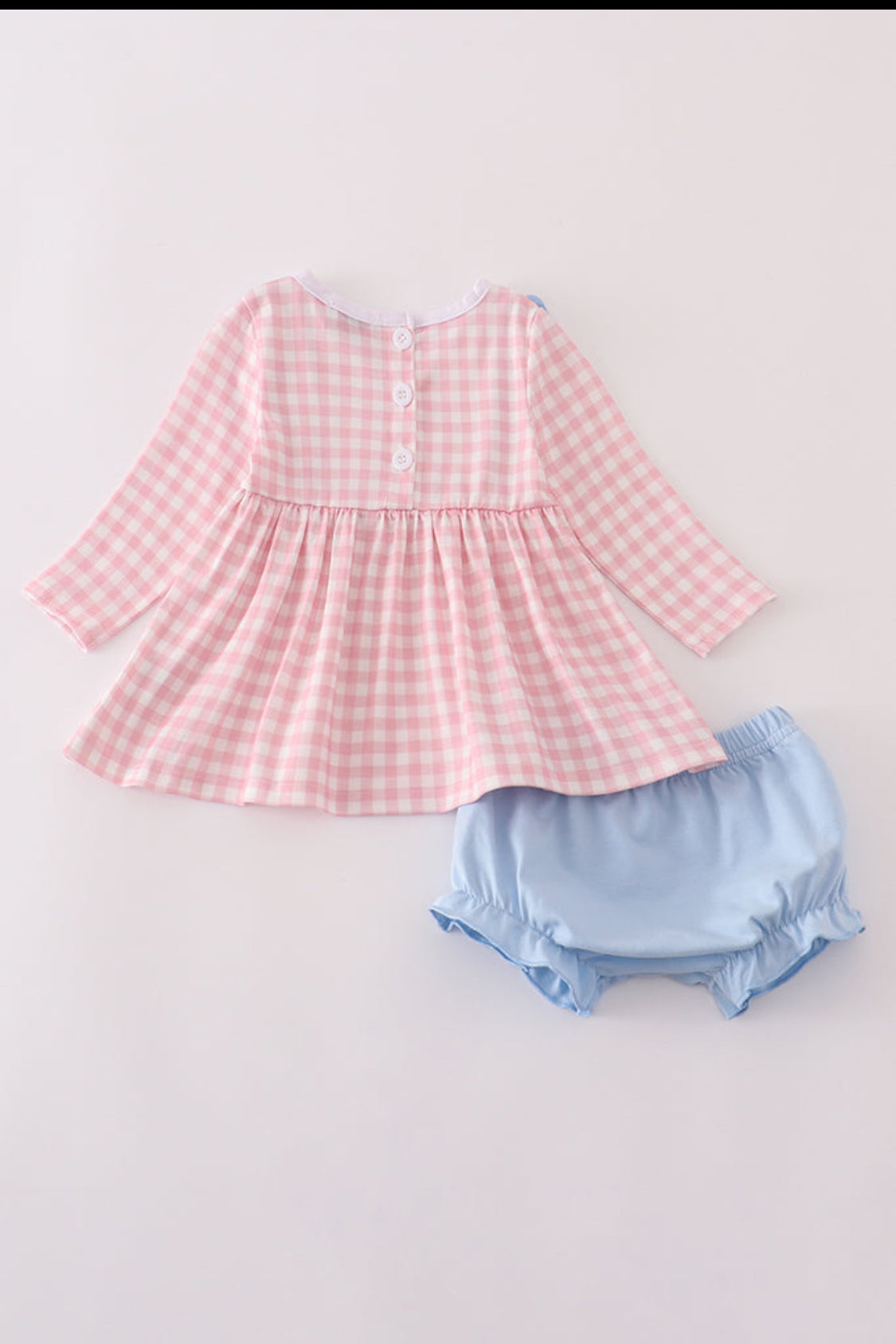 Pink Princess Castle Embroidery Gingham Girl’s Bloomer Set