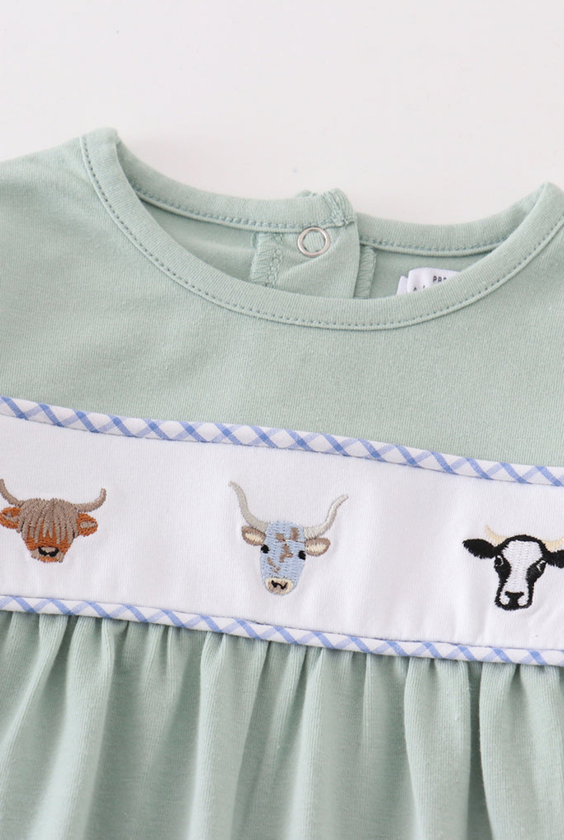 Premium Green Cow Appliqué Boy’s Romper