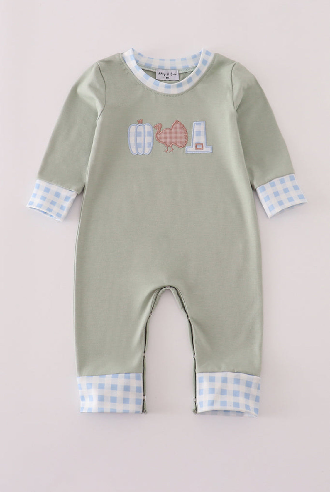 Sage Pumpkin Turkey Applique Boy’s Romper