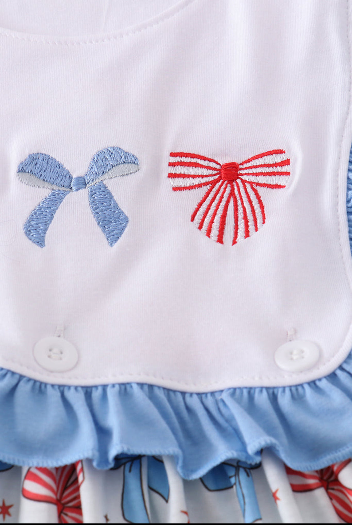 Bow Trellis Embroidery Ruffle Dress