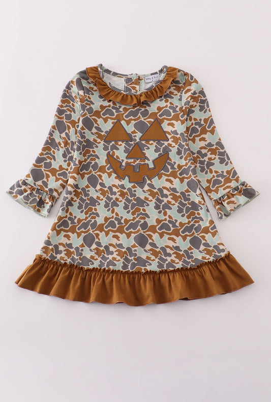 Halloween Camouflage Appliqué Ruffle Dress