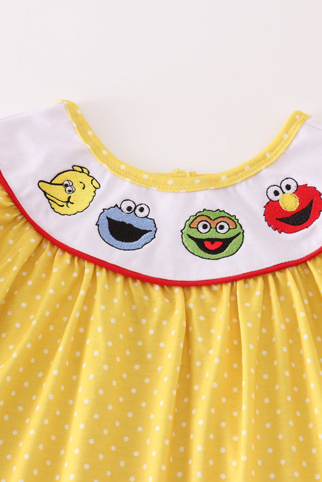Yellow Character Embroidery Girl Short Set