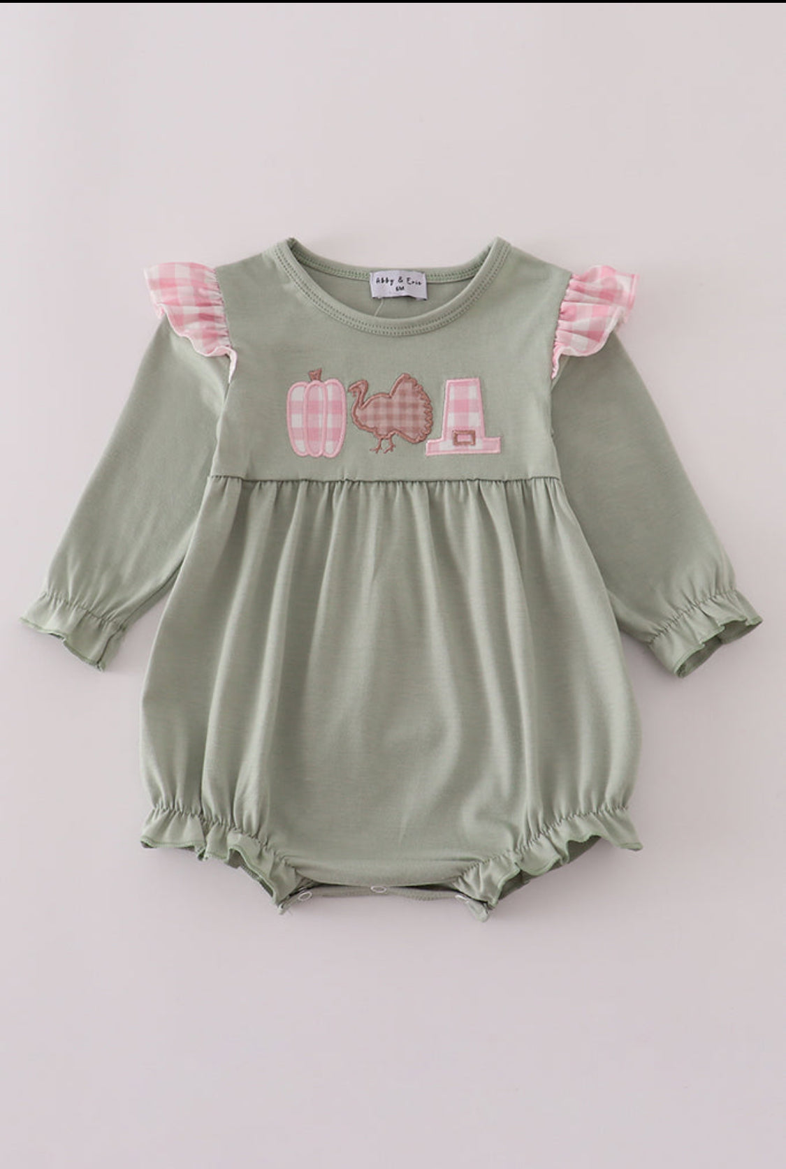 Pink Pumpkin Turkey Applique Ruffle Girl’s Bubble