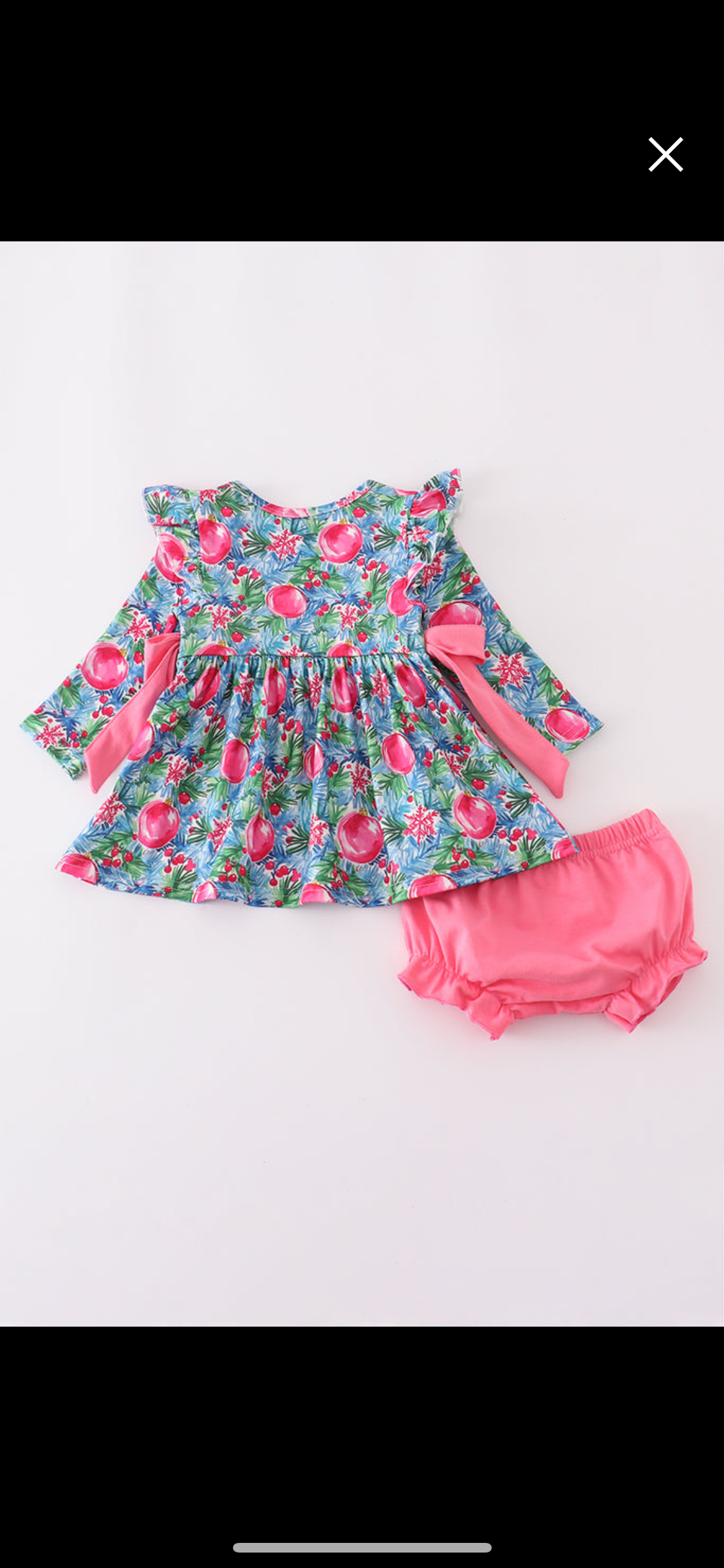 Blue Christmas Tree Smocked Ruffle Girl’s Bloomer Set