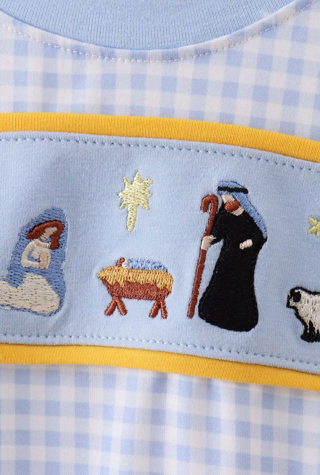 Blue Nativity Embroidery Boy’s Bubble