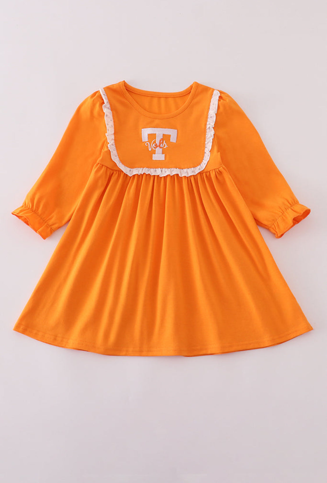Orange Tennessee Go Vols Embroidery Ruffle Dress