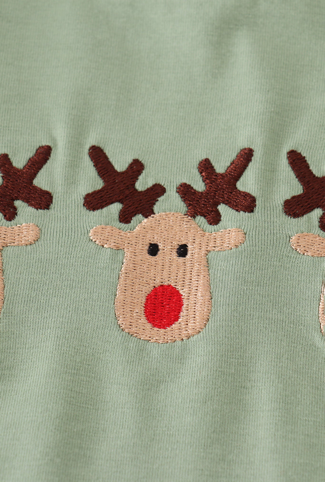 Green Reindeer Embroidery Boy’s Pants Set