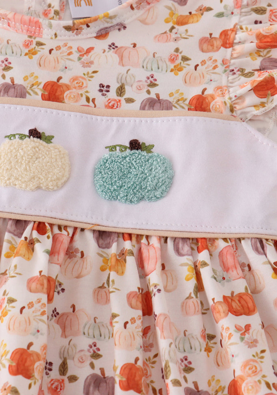 Beige French Knot Ruffle Girl’s Short Set