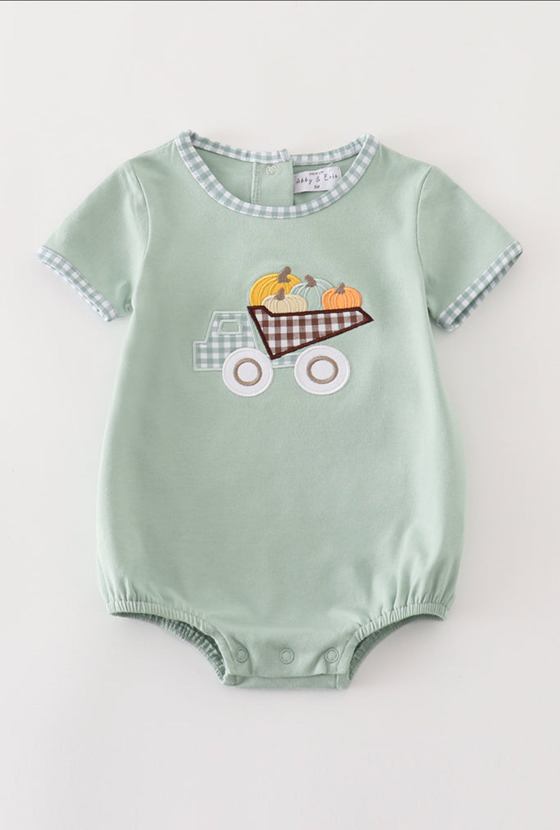 Sage Truck Pumpkin Embroidery Boy Bubble