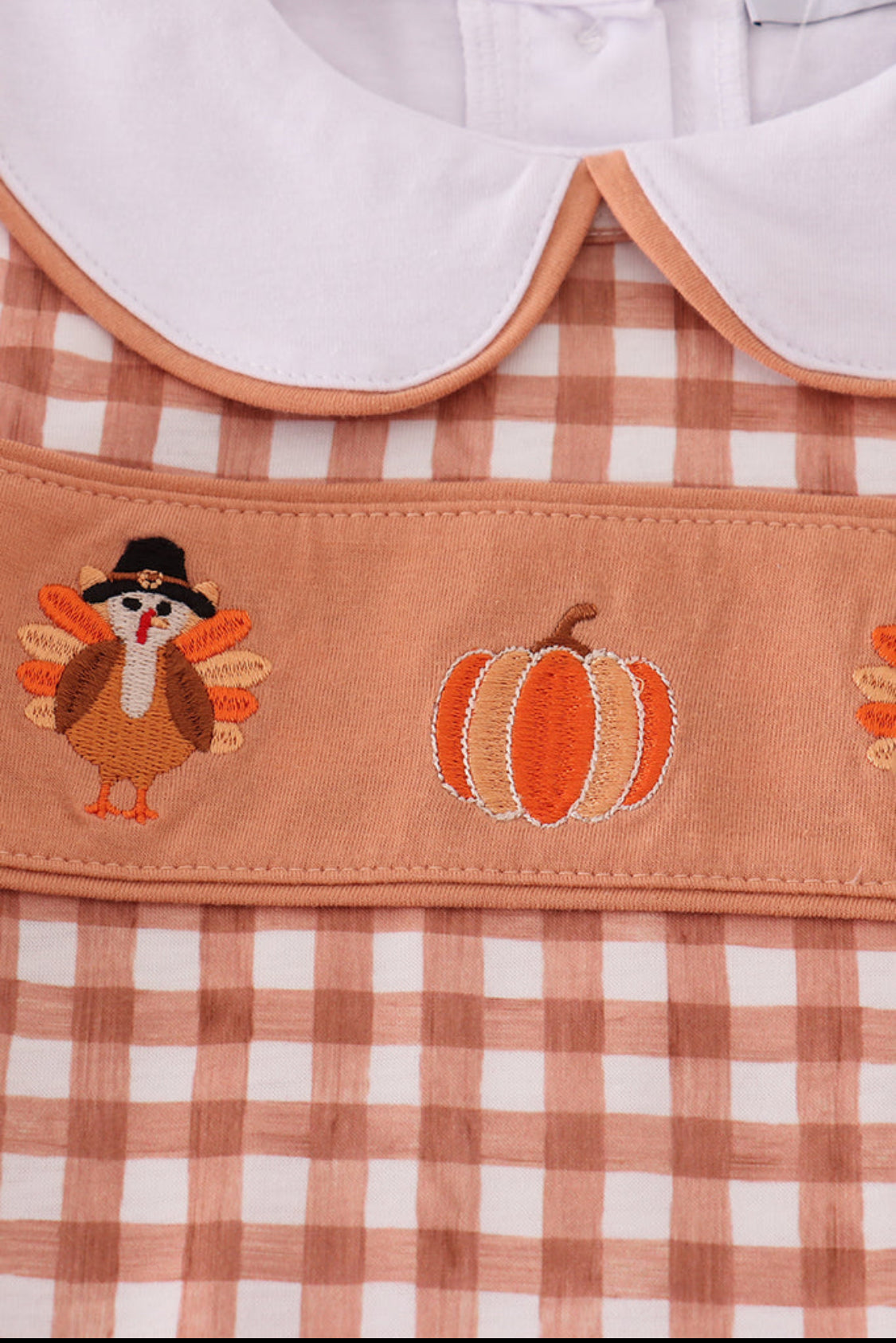 Fall Floral Print Turkey Pumpkin Embroidery Girl’s 3PC Bloomer Set