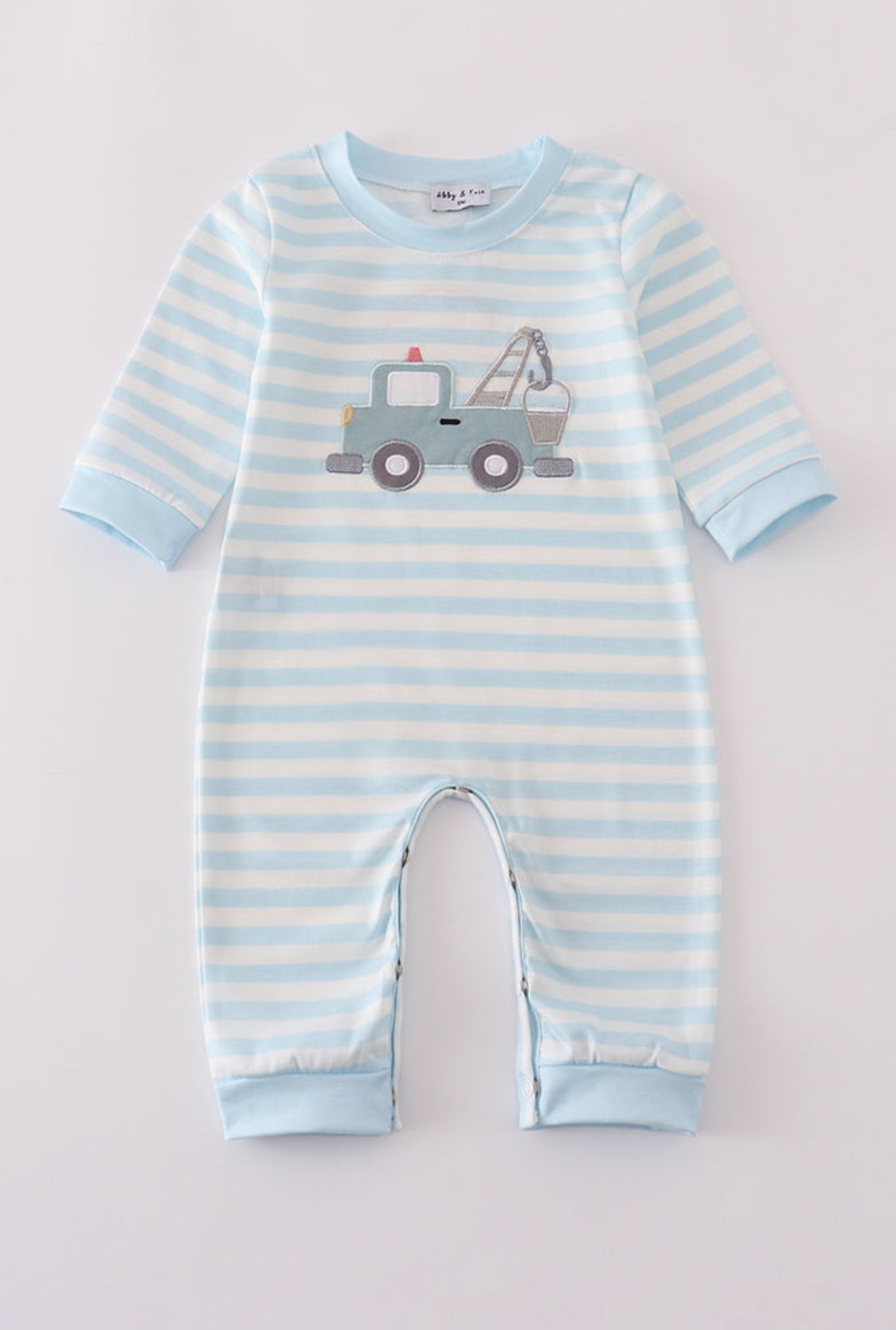 Blue Crane Appliqué Stripe Boy’s Romper