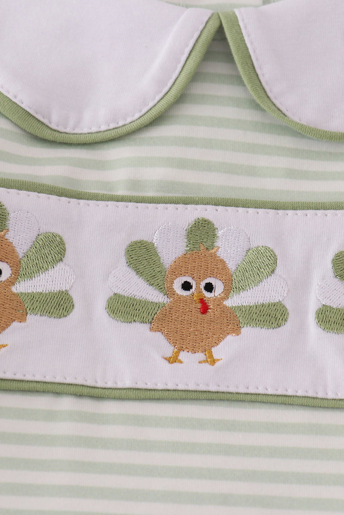 Sage Turkeys Embroidery Stripe Boy’s Pants Set