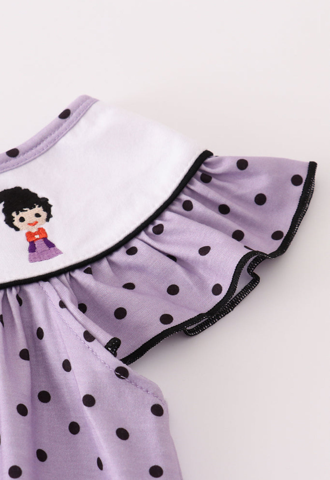 Purple Halloween Dot Witch Embroidery Bloomer Set