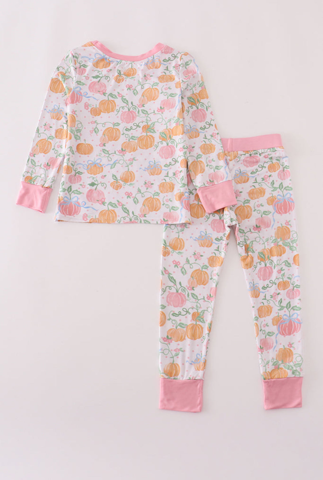 Pink Pumpkin Bamboo Girl’s Pajamas Set
