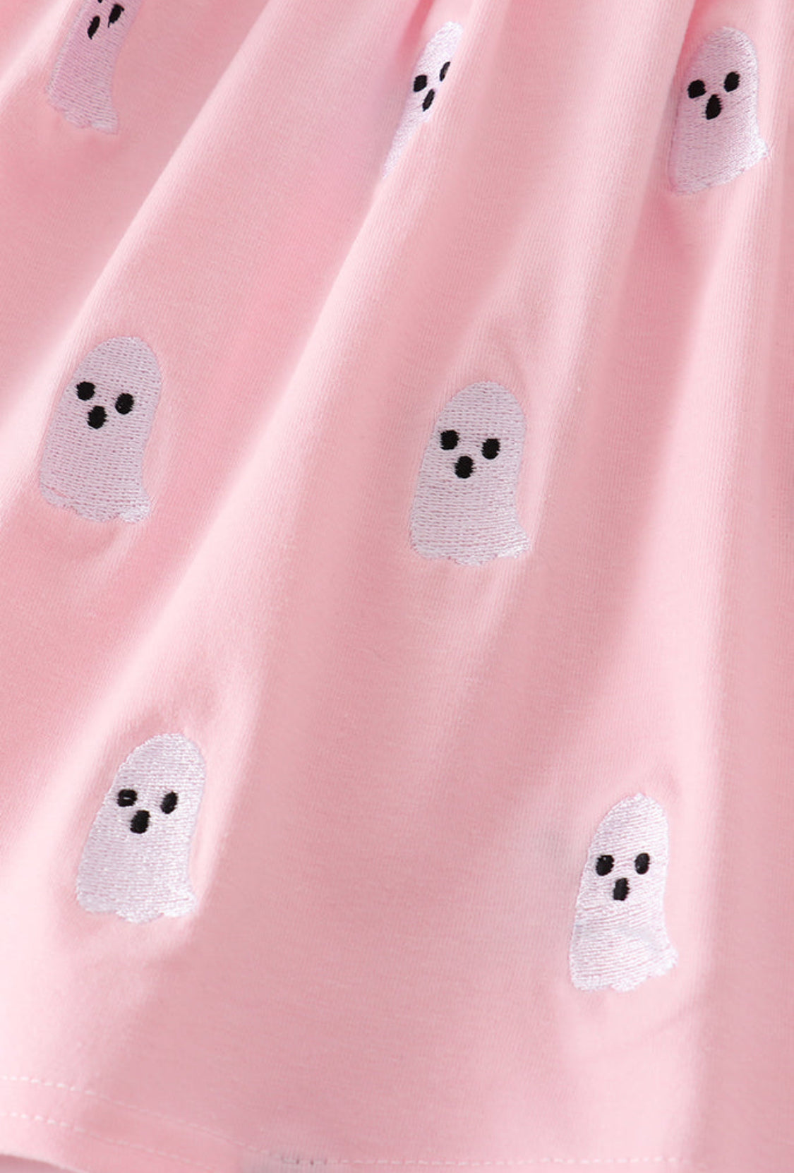 Pink Ghost Embroidery Ruffle Girl’s Pants Set
