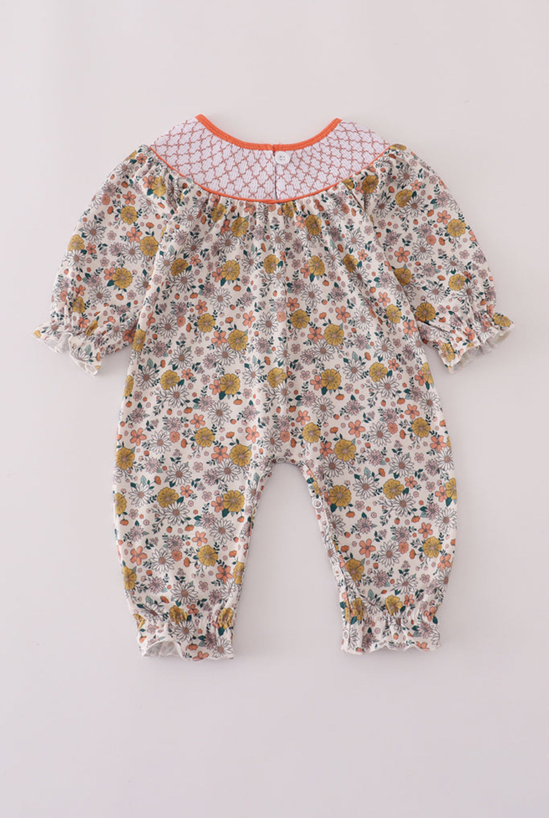 Floral Embroidery Smocked Girl’s Romper