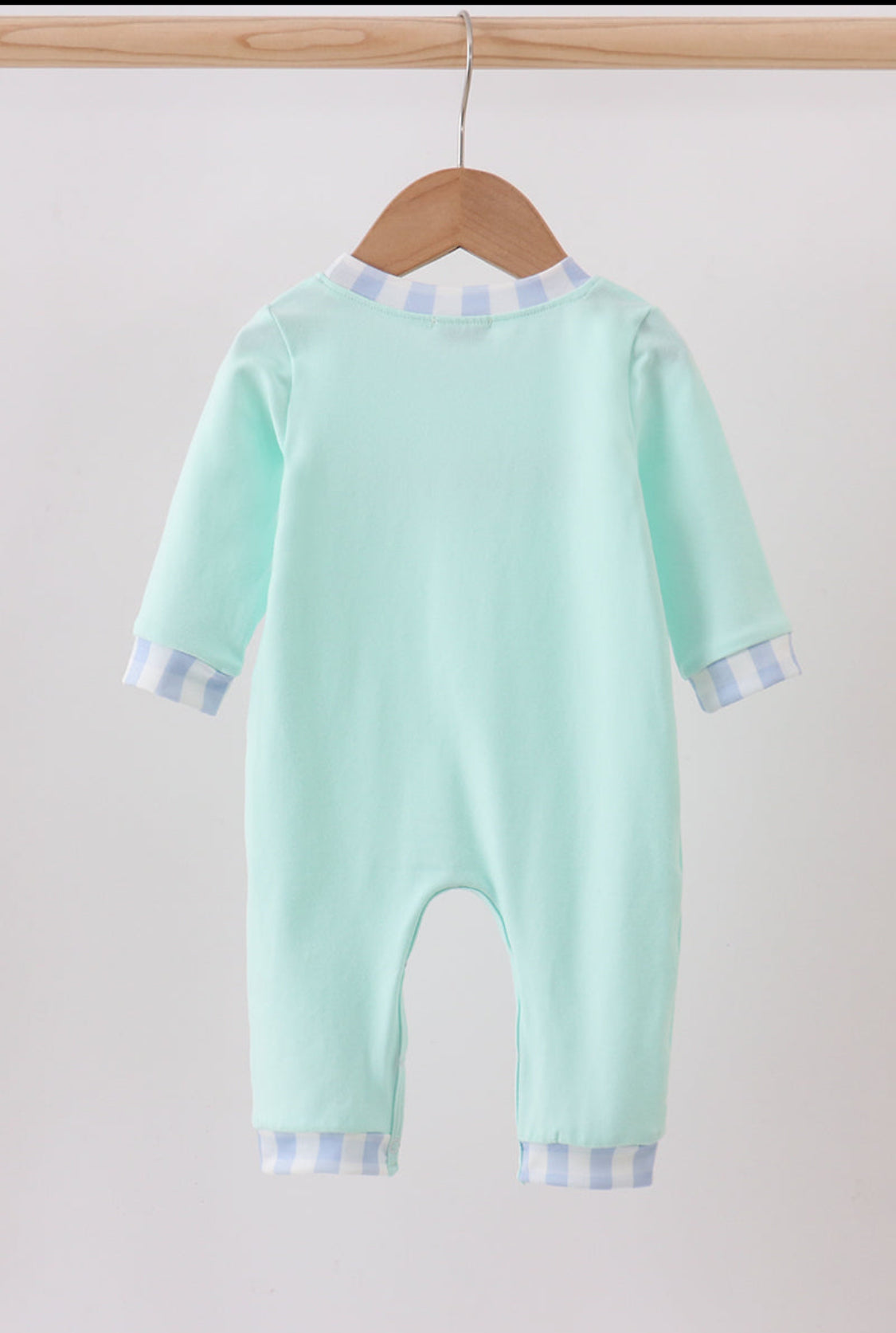 Green Vehicle Embroidery Boy’s Romper