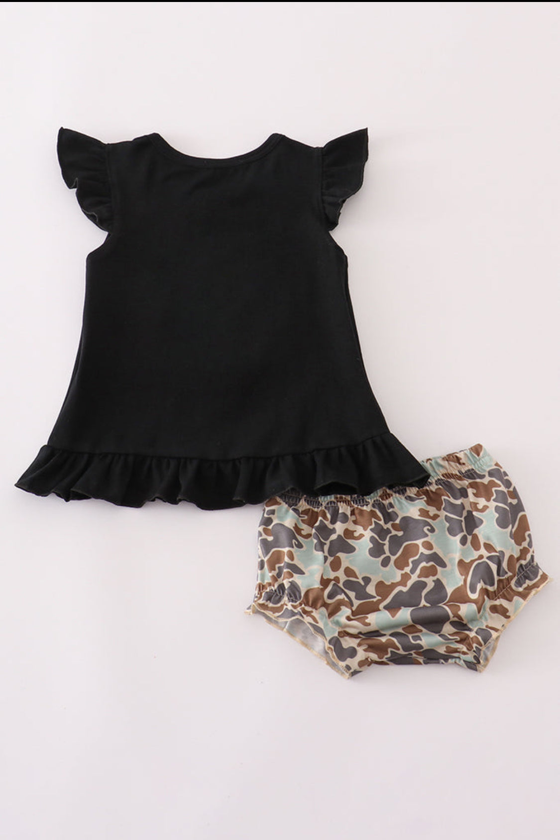Black Camouflage Pumpkin Appliqué Girl’s Bloomer Set