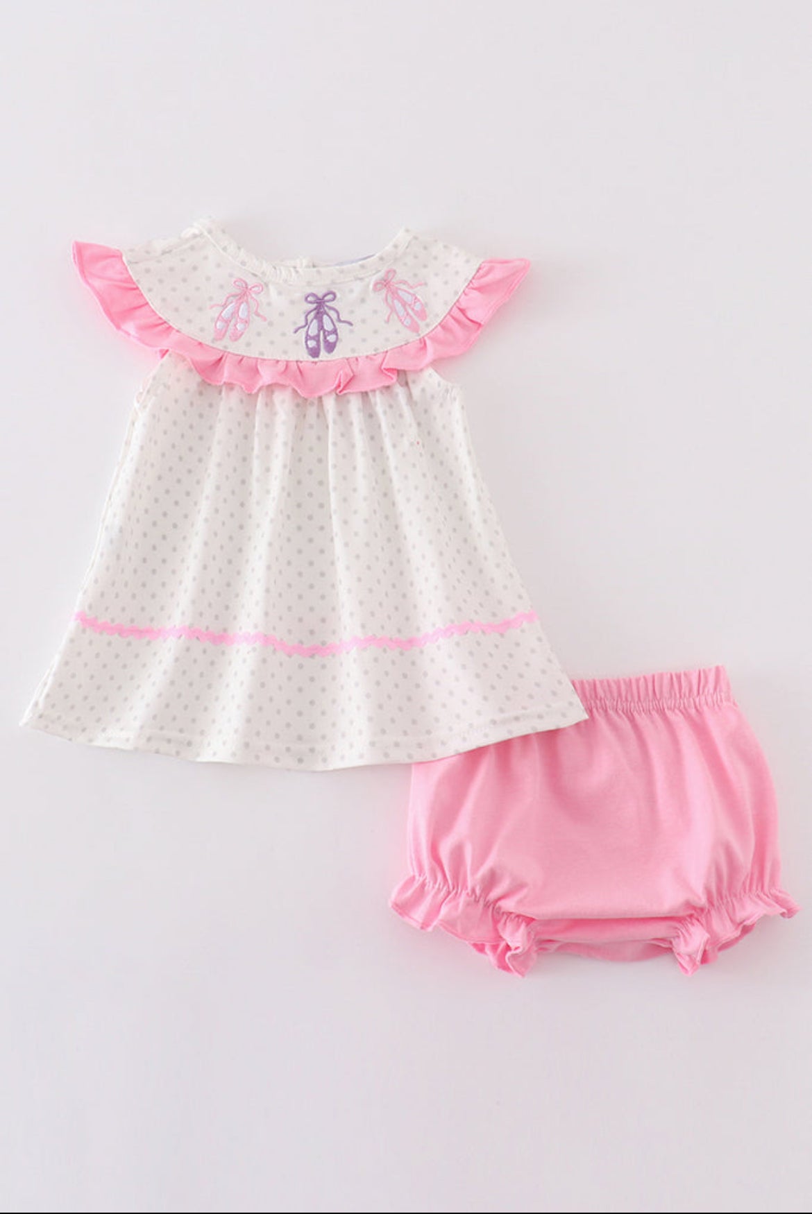 Girl’s Pink Ballet Embroidered Bloomer Set