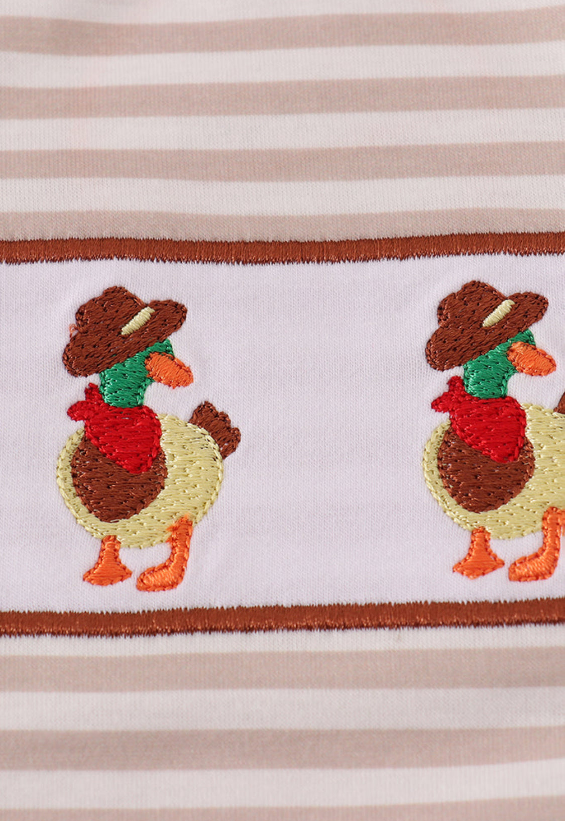 Brown Stripe Duck Embroidery Boy’s Top