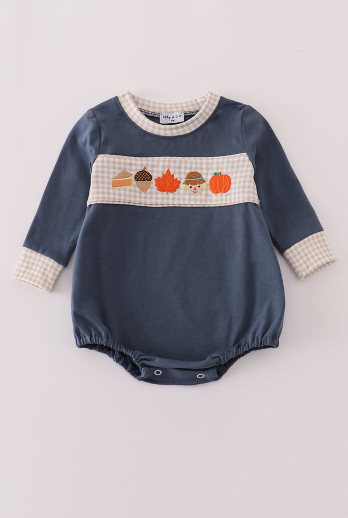 Navy Pumpkin Embroidery Boy’s Bubble