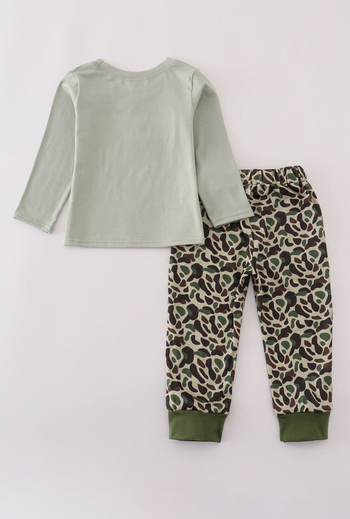 Sage Camouflage Turkey Applique Boy’s Pants Set