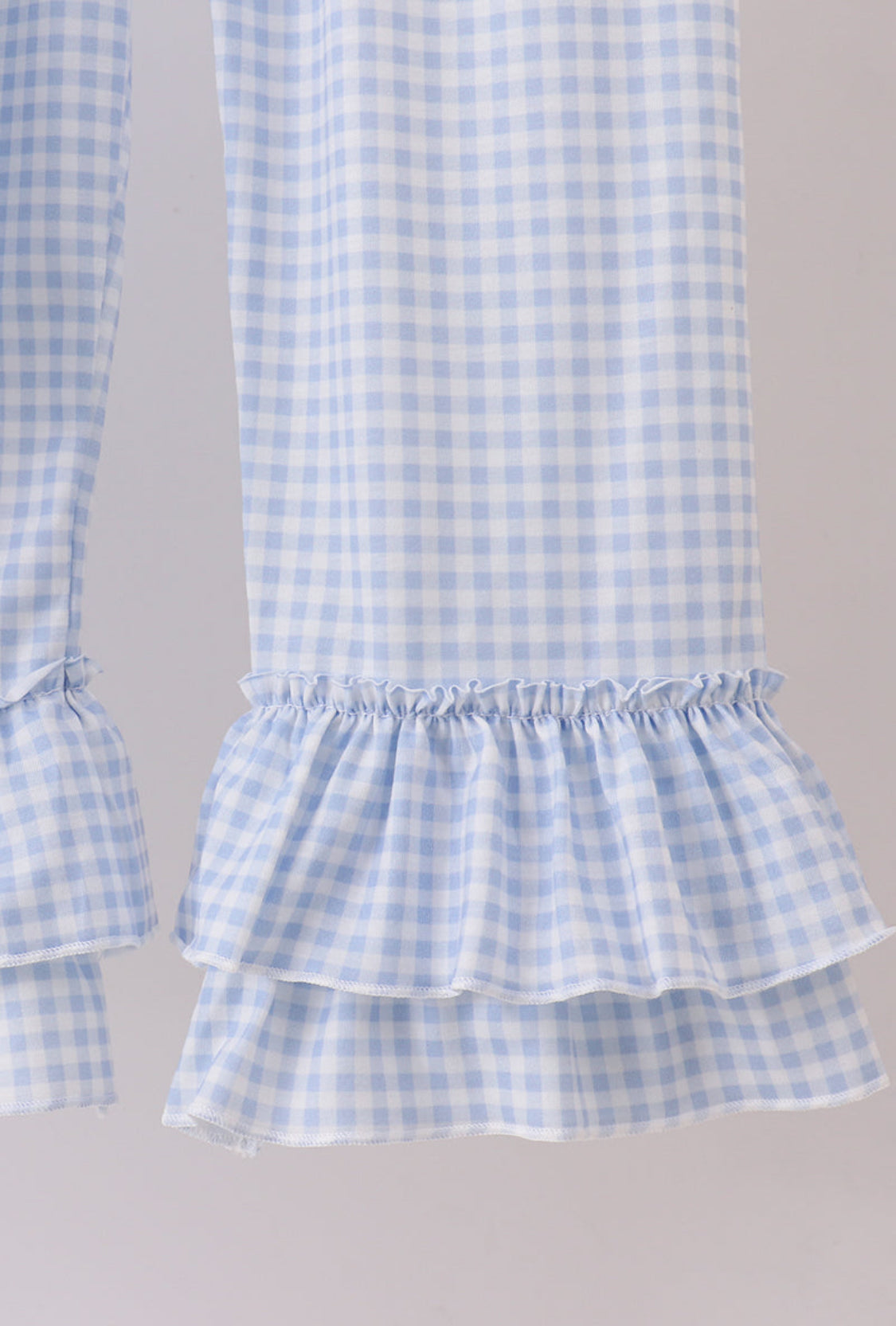 Blue Santa Claus Embroidery Ruffle Pants Set