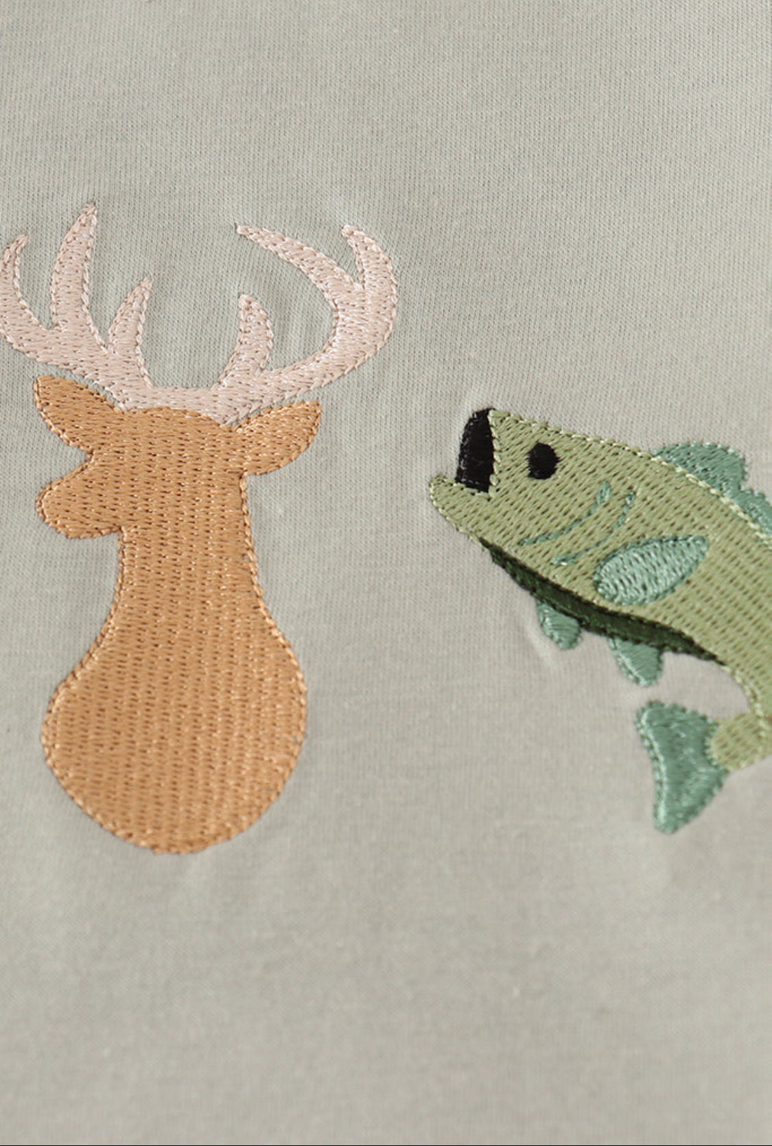 Blue Dog Deer Embroidery Boy Pants Set