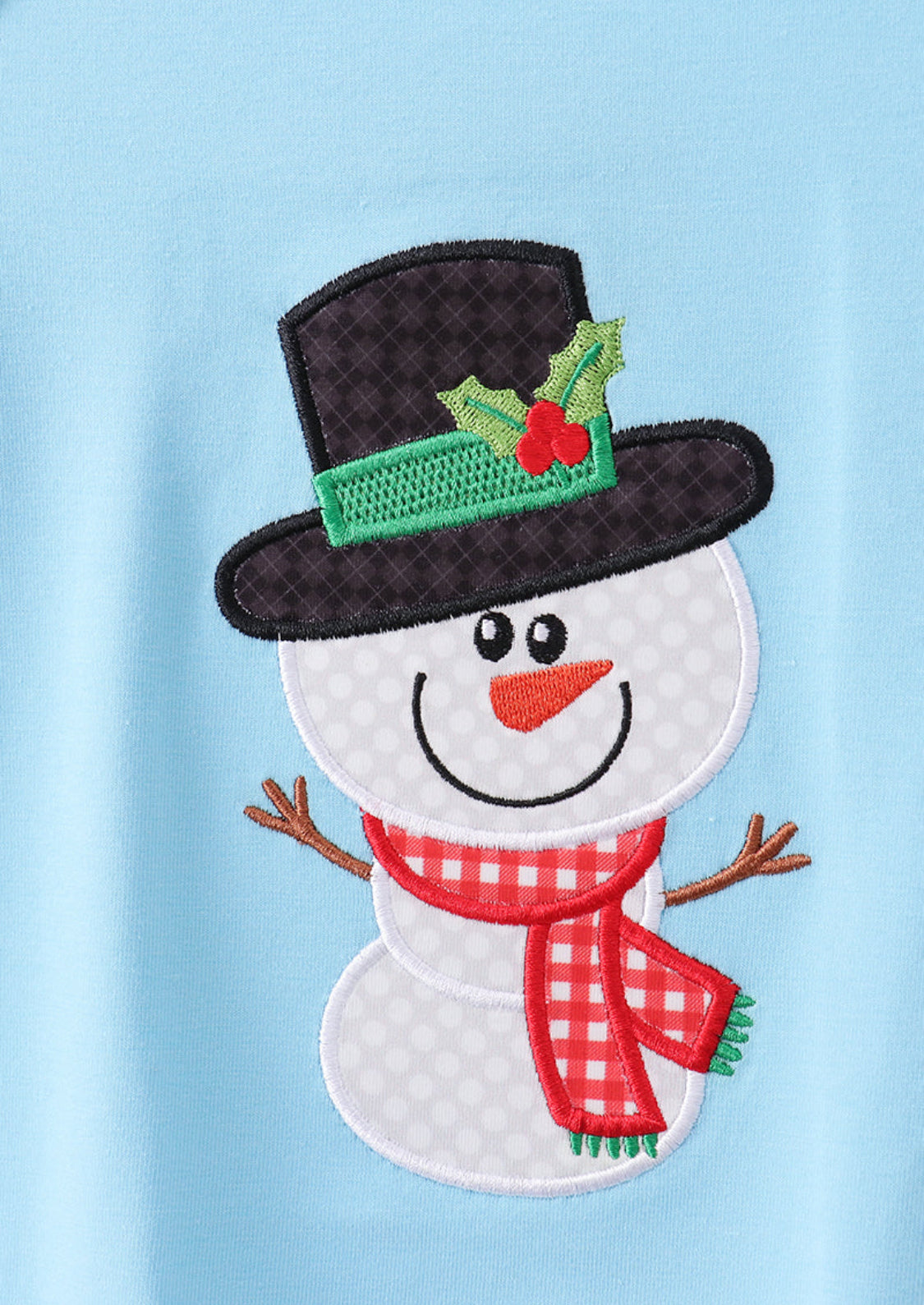 Blue Snowman Appliqué Ruffle Girl’s Top
