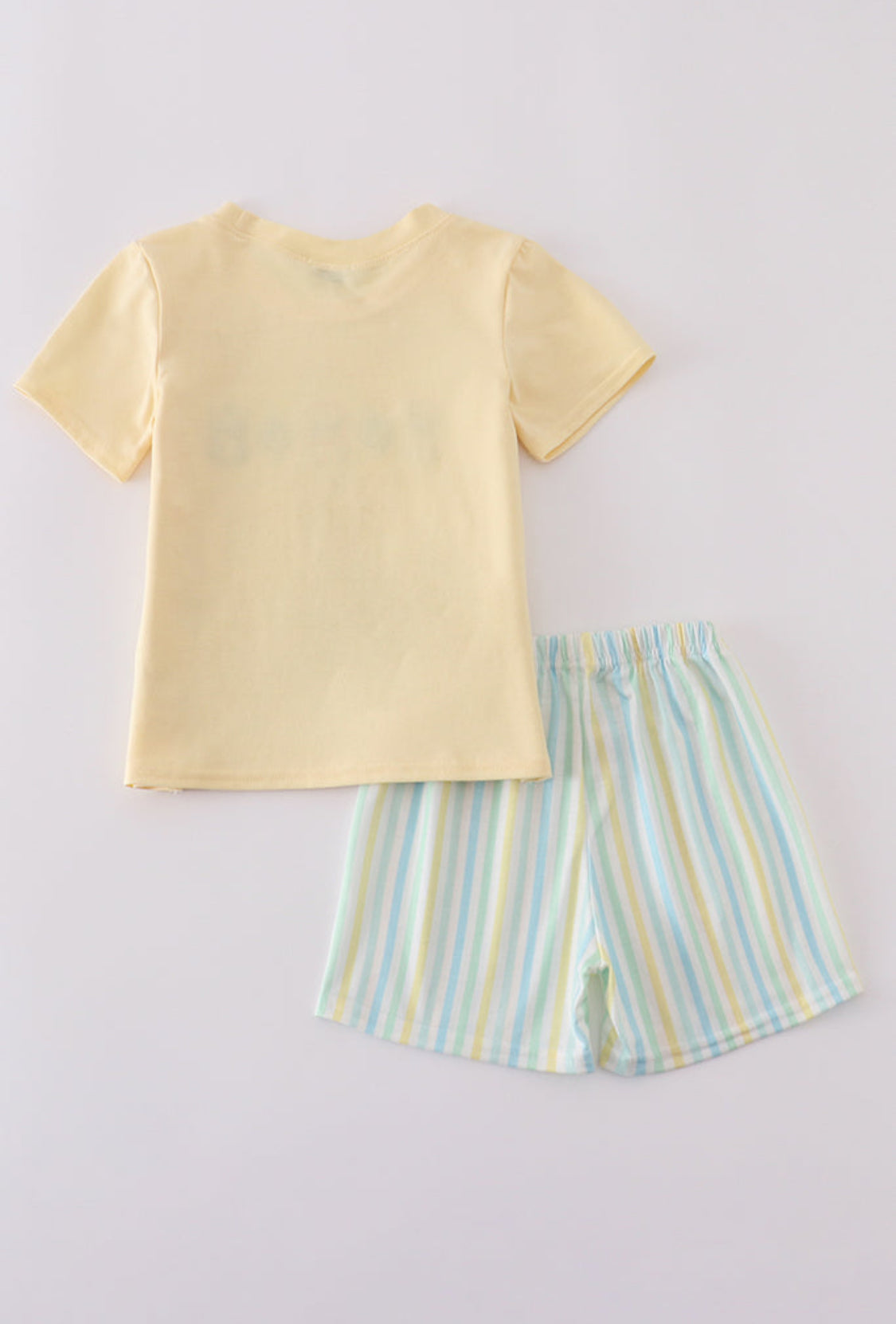 Yellow Stripe Animal Embroidery Boy’s Short Set