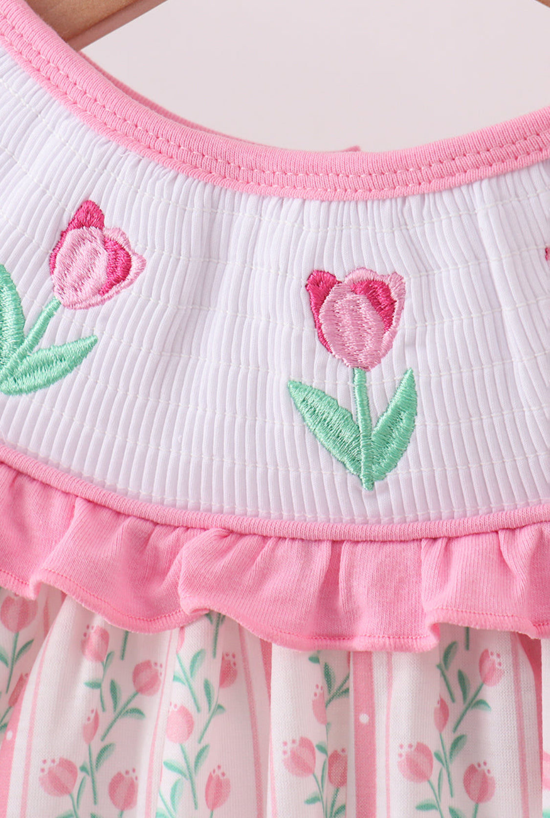 Floral Tulip Smocked Ruffle Girl’s Pants Set