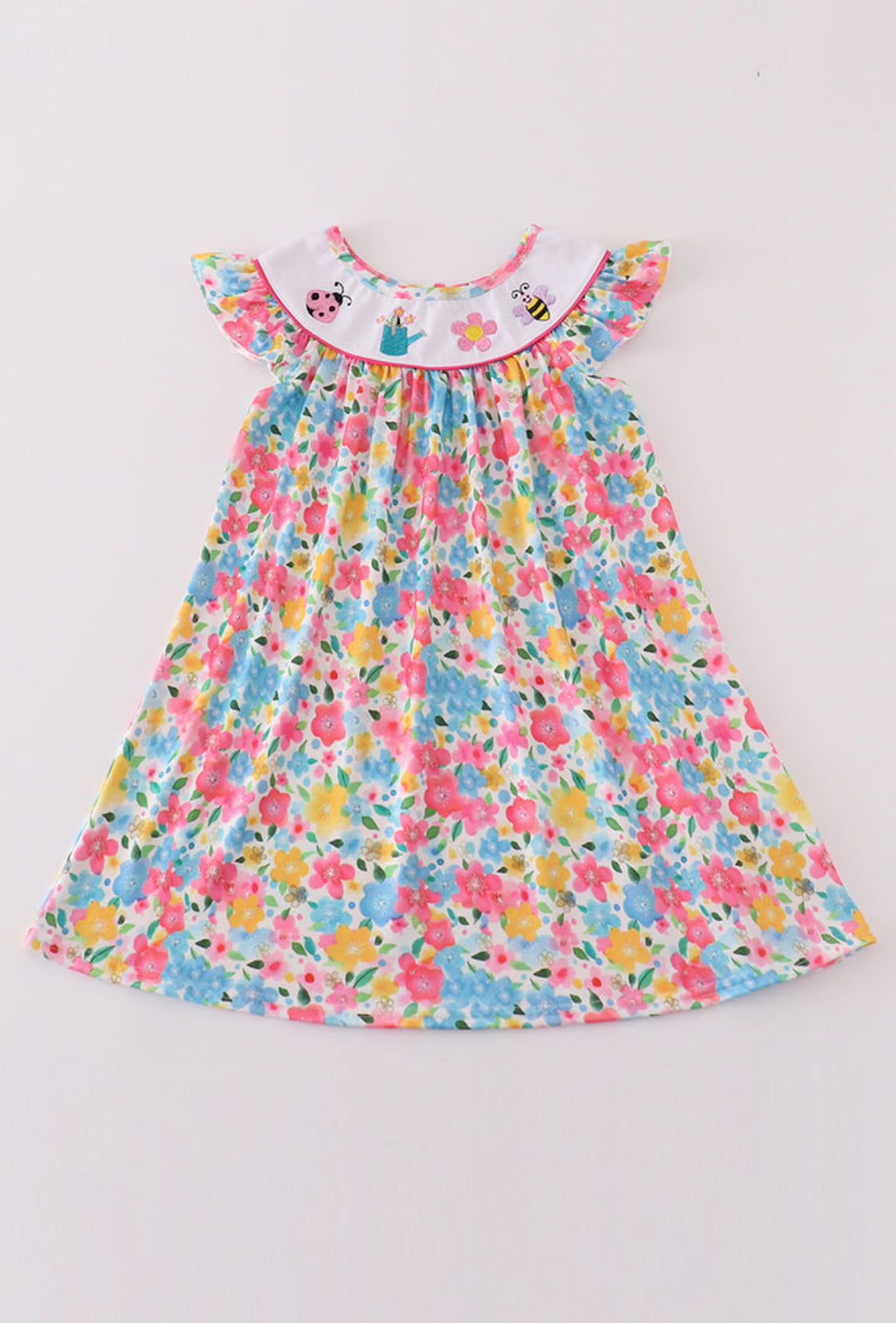 Floral Bee Embroidery Girl’s Dress