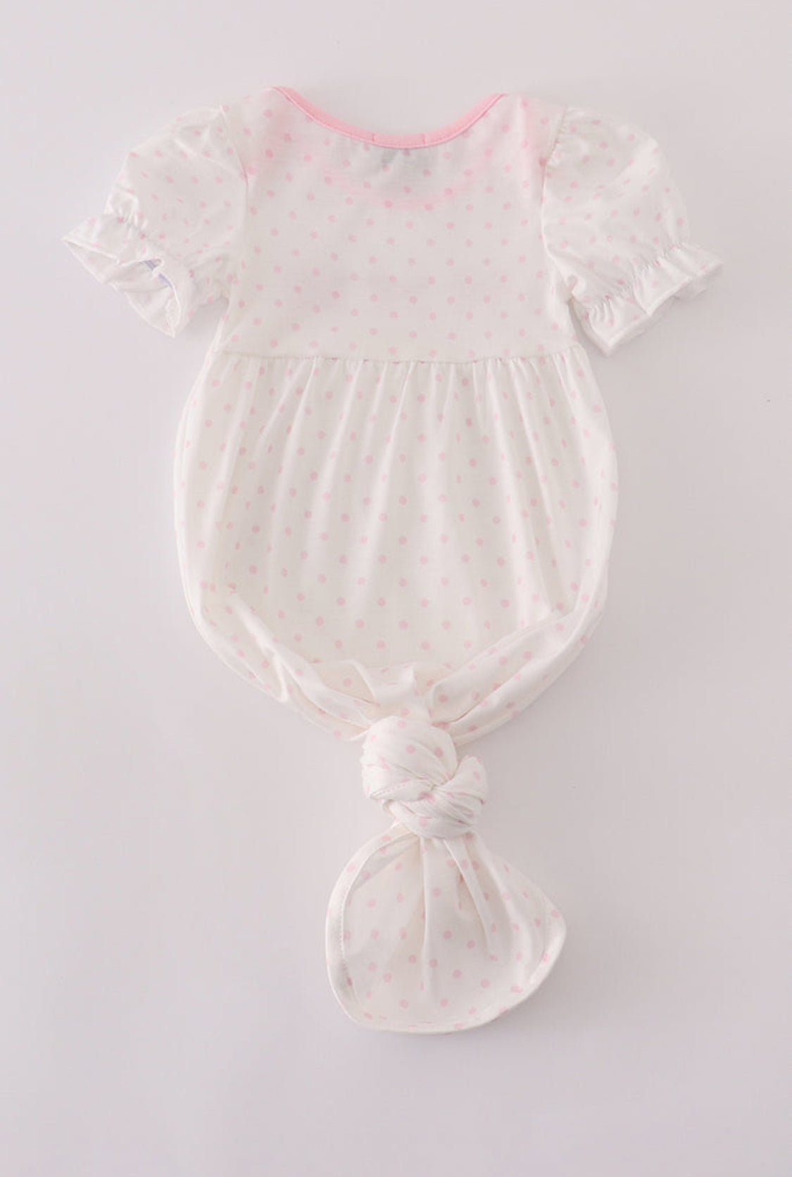 Pink Bow Embroidery Dot Girl’s Gown
