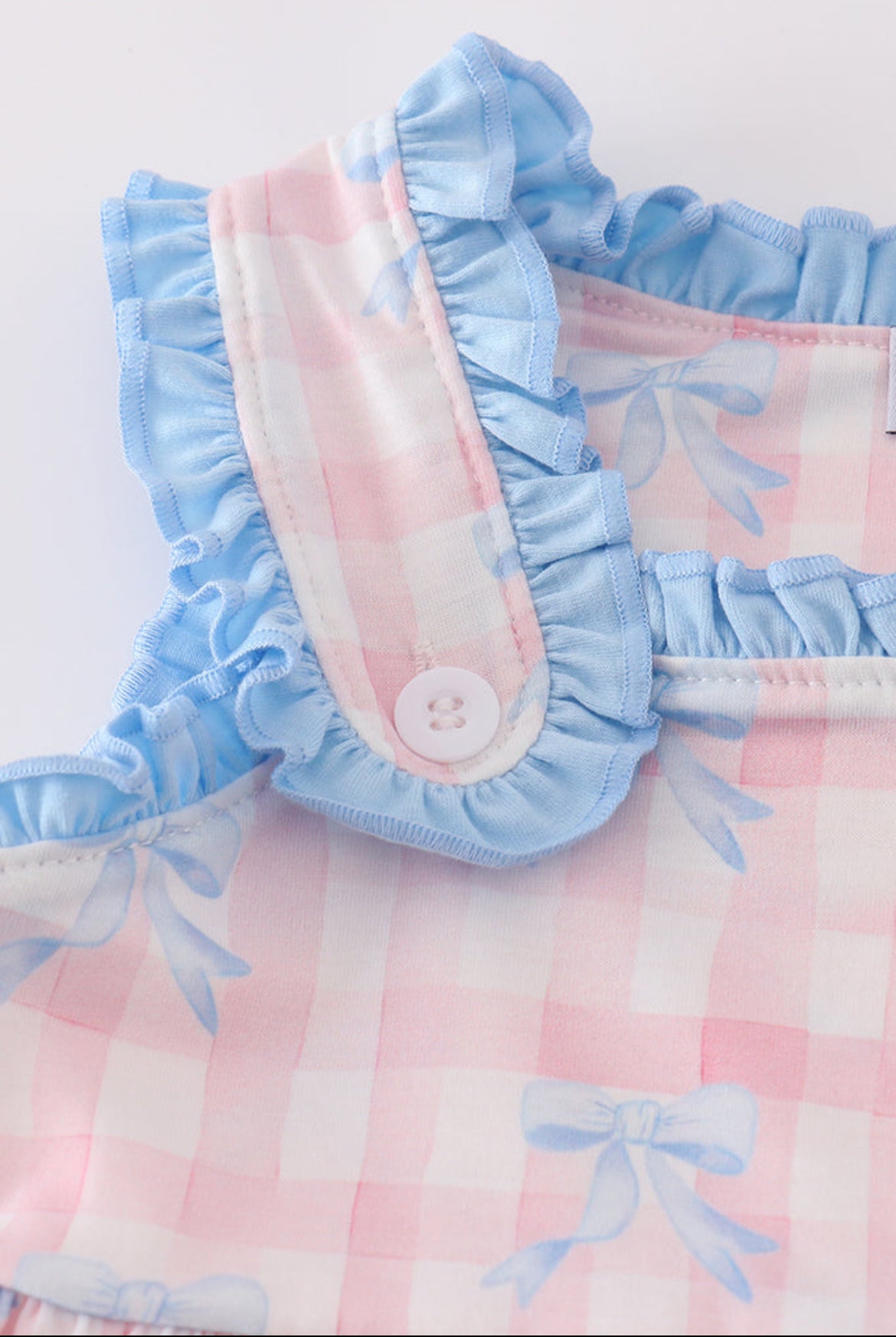 Girl’s Pink Plaid Bow Gingham Short Set