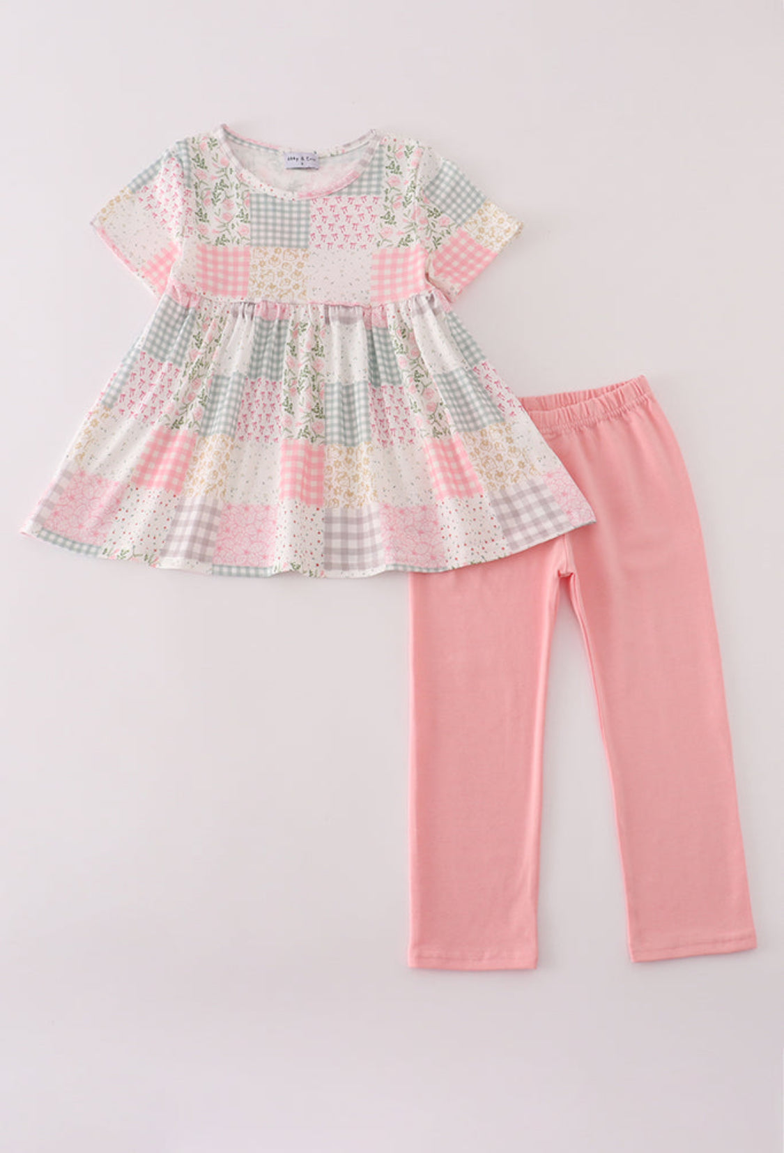 Pastel Patchwork Garden Print Girl’s Pants Set