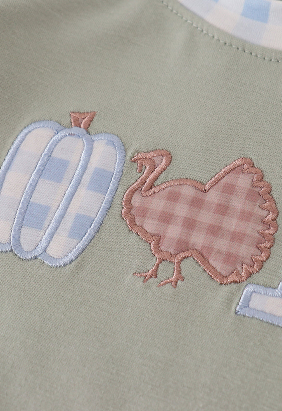 Sage Pumpkin Turkey Applique Boy’s Romper