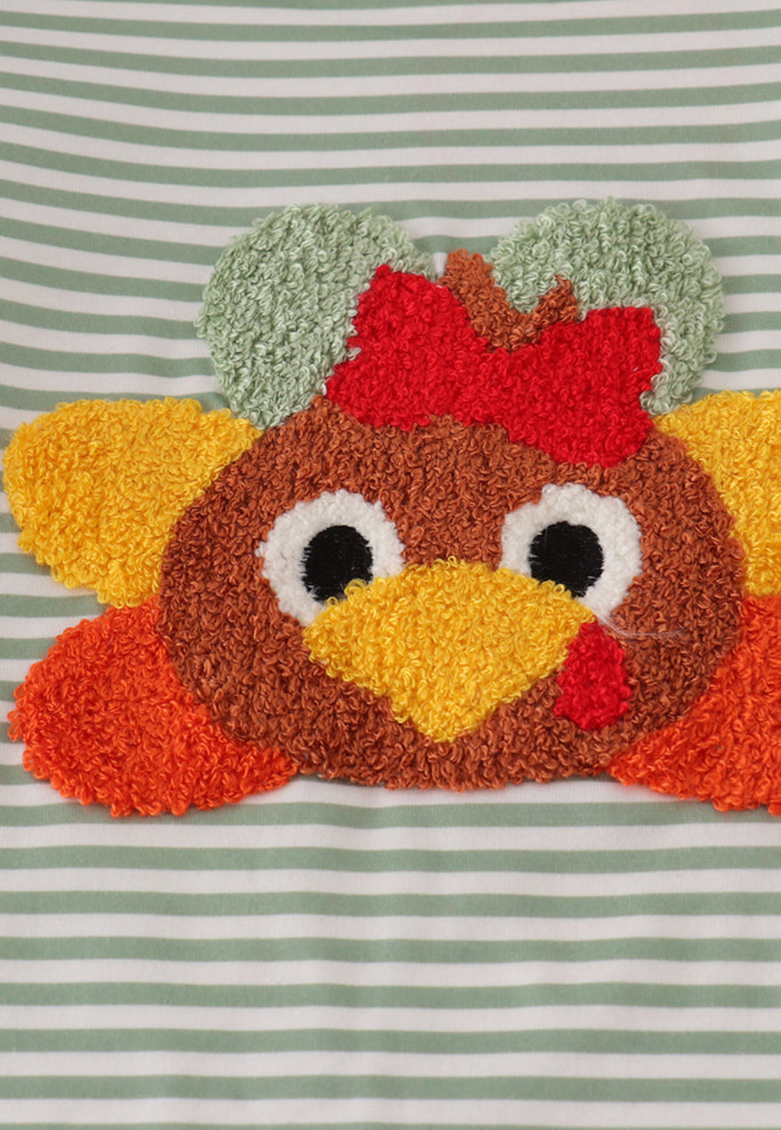 Green Turkey French Knot Stripe Ruffle Girl’s Bubble