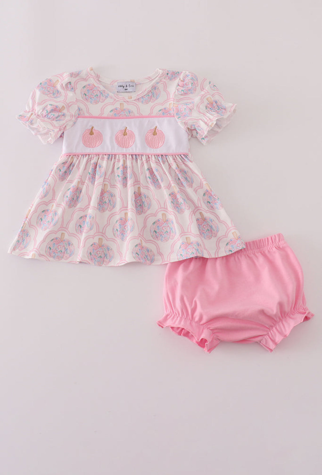 Pink Pumpkin Embroidery Girl’s Bloomer Set