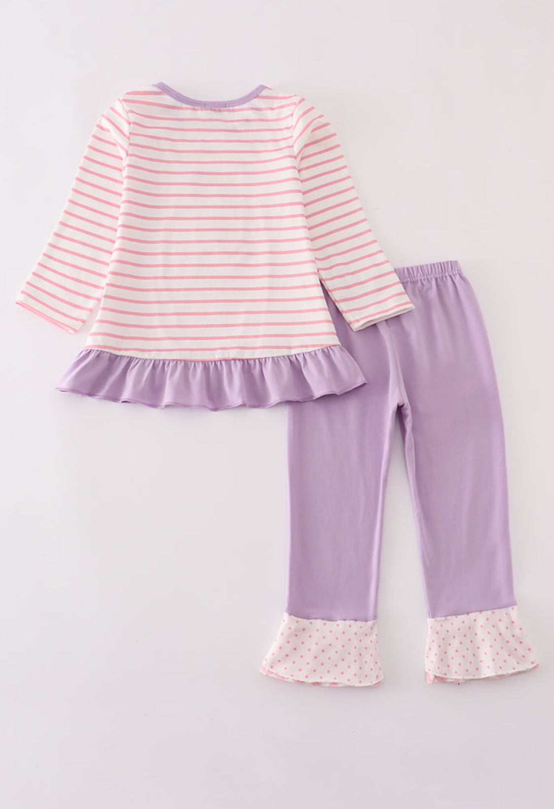 Purple Ballet Shoes Embroidery Stripe Girl’s Pants Set