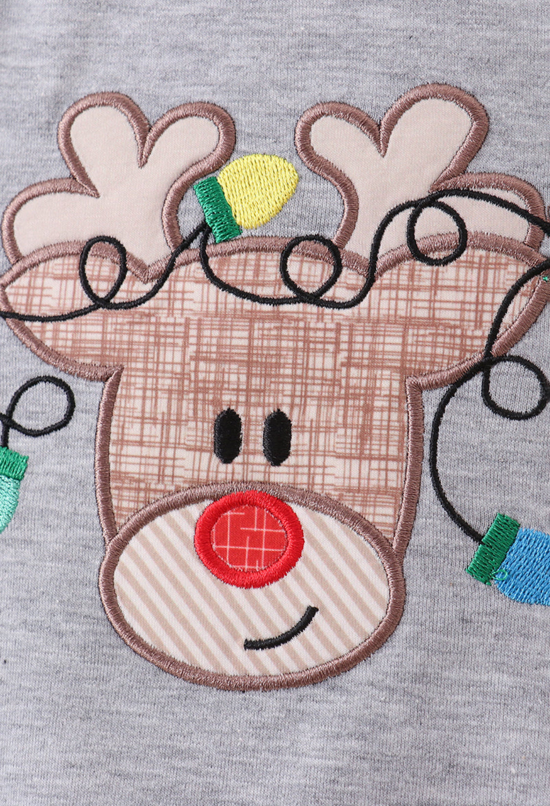 Grey Reindeer Appliqué Boy’s Top