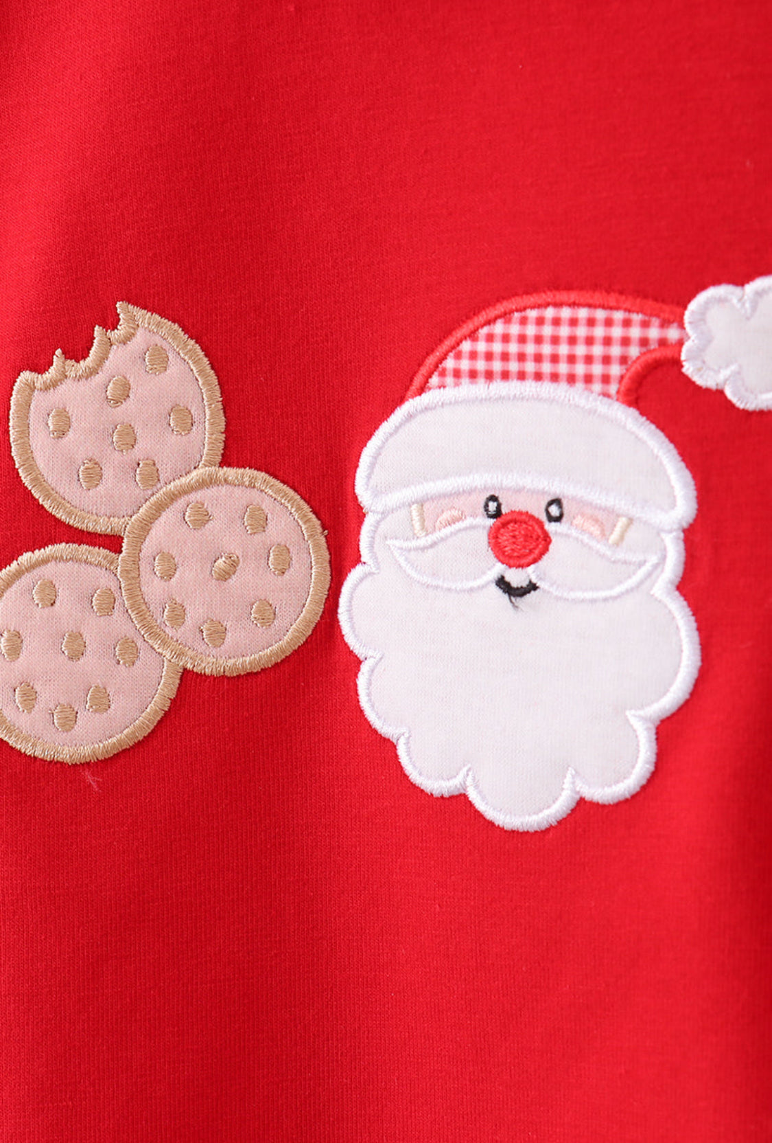 Red Santa Claus Biscuit Milk Appliqué Ruffle Stripe Girl’s Pants Set
